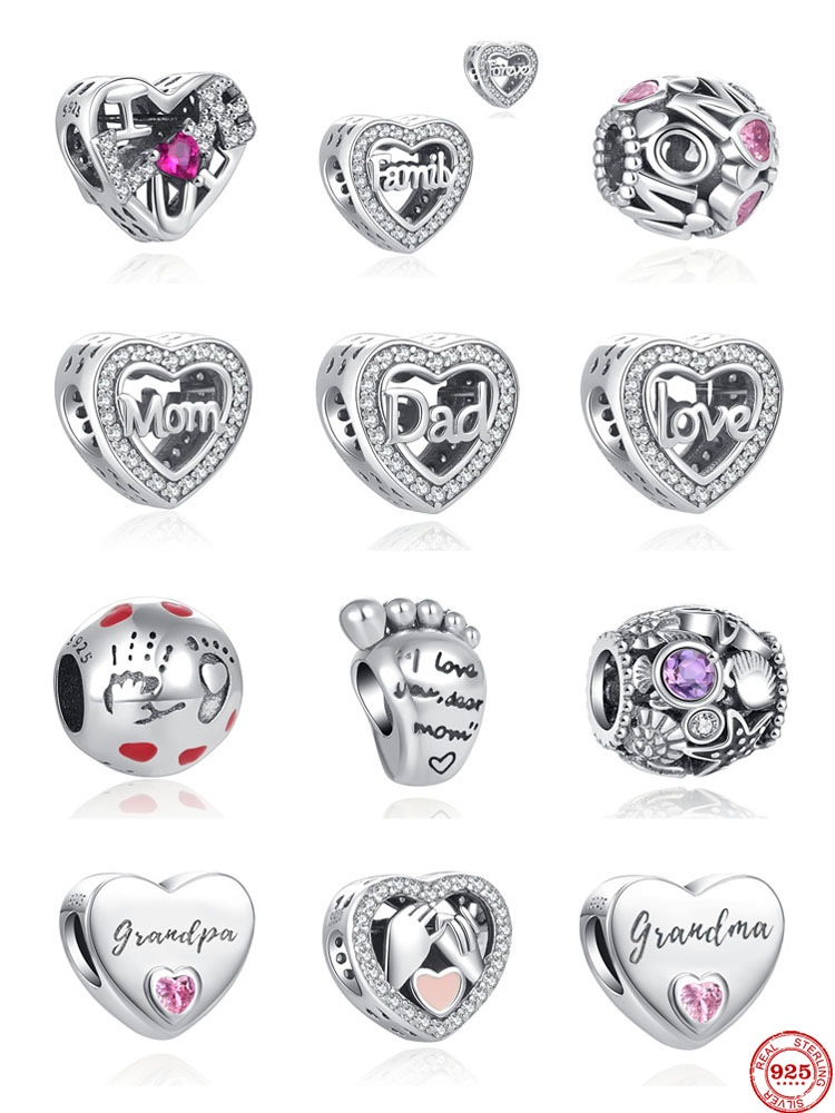 925 Sterling Silver Dangle Charm Heart Love Family Forever Mom Dad Beads Bead Fit Pandora Charms Bracelet DIY Jewelry Accessories
925 Sterling Silver Dangle Charm Heart Love Family Forever Mom Dad Beads Bead Fit Pandora Charms Bracelet DIY Jewelry Accessories