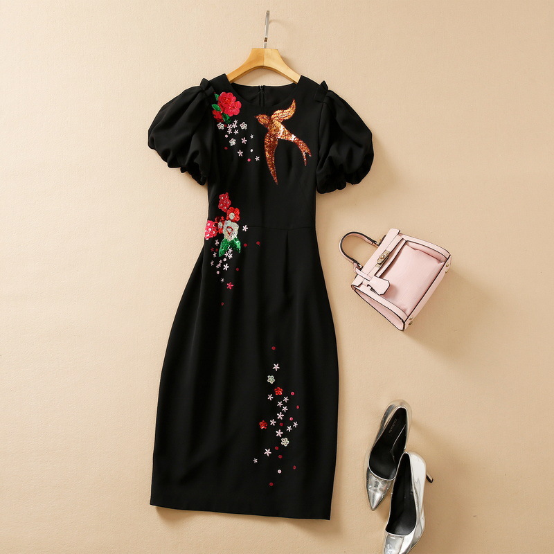 2022 Summer Short Sleeve Round Neck Black Floral Embroidery Bird Sequins Mid-Calf Dress Elegant Casual Dresses 22Q151638
2022 Summer Short Sleeve Round Neck Black Floral Embroidery Bird Sequins Mid-Calf Dress Elegant Casual Dresses 22Q151638