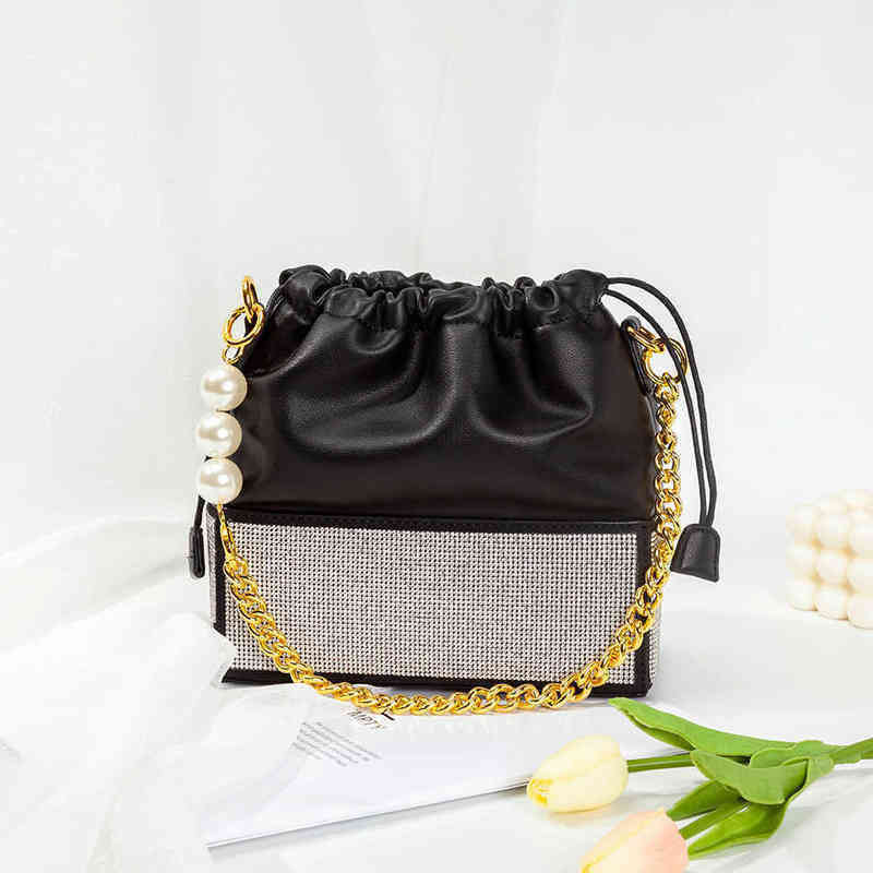 CMM bags Diamanten Emmer Crossbody Tassen Vrouwen Nieuwe Boutique Pearl Chain Strass Vierkante Portemonnees En Handtassen Designer Hoge 220609