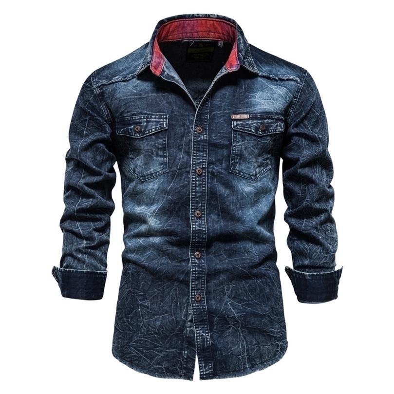 AIOPESON 100% Cotton Slim Fit Denim Shirts Men Casual Solid Color Long Sleeve s Jeans Autumn Fashion for 220401, Black
AIOPESON 100% Cotton Slim Fit Denim Shirts Men Casual Solid Color Long Sleeve s Jeans Autumn Fashion for 220401, Black