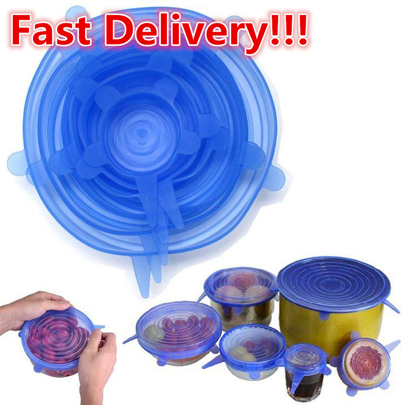 DHL 6PCS per Set Silicone Stretch Suction Pot Lids Food Grade Silicone Fresh Keeping Wrap Seal Lid Pan Cover Kitchen Accessories FY2489
DHL 6PCS per Set Silicone Stretch Suction Pot Lids Food Grade Silicone Fresh Keeping Wrap Seal Lid Pan Cover Kitchen Accessories FY2489