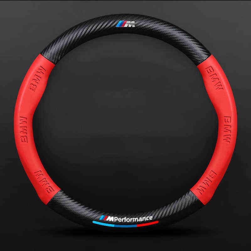 3D Embossing Carbon Fiber Leather Car Steering Wheel Cover For Bmw E90 E36 E60 X1 F22 F21 E46 E39 E30 f20 E87 E92 X5 E34 M Sport J220808