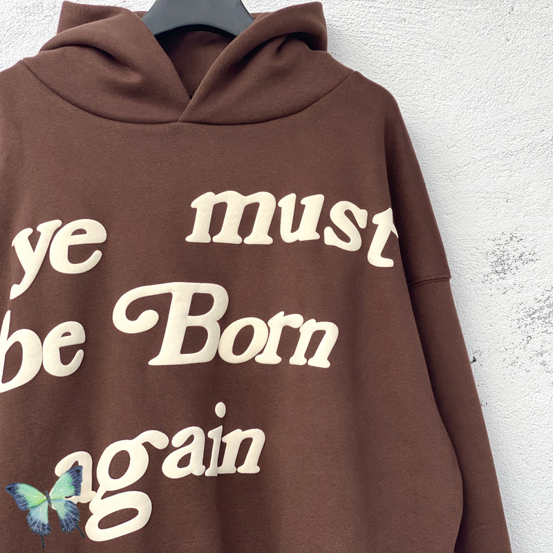 Brown Foam Ye Must Be Born Again Fleece Hoodie Sweatshirt Warm Winter Men Women Dress Pullovers W220812