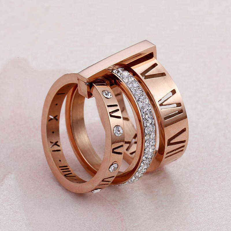 Ring Stainless Steel Rose Gold Roman Numerals Ring Fashion Jewelry Ring Women039s Wedding Engagement Jewelry dfgd