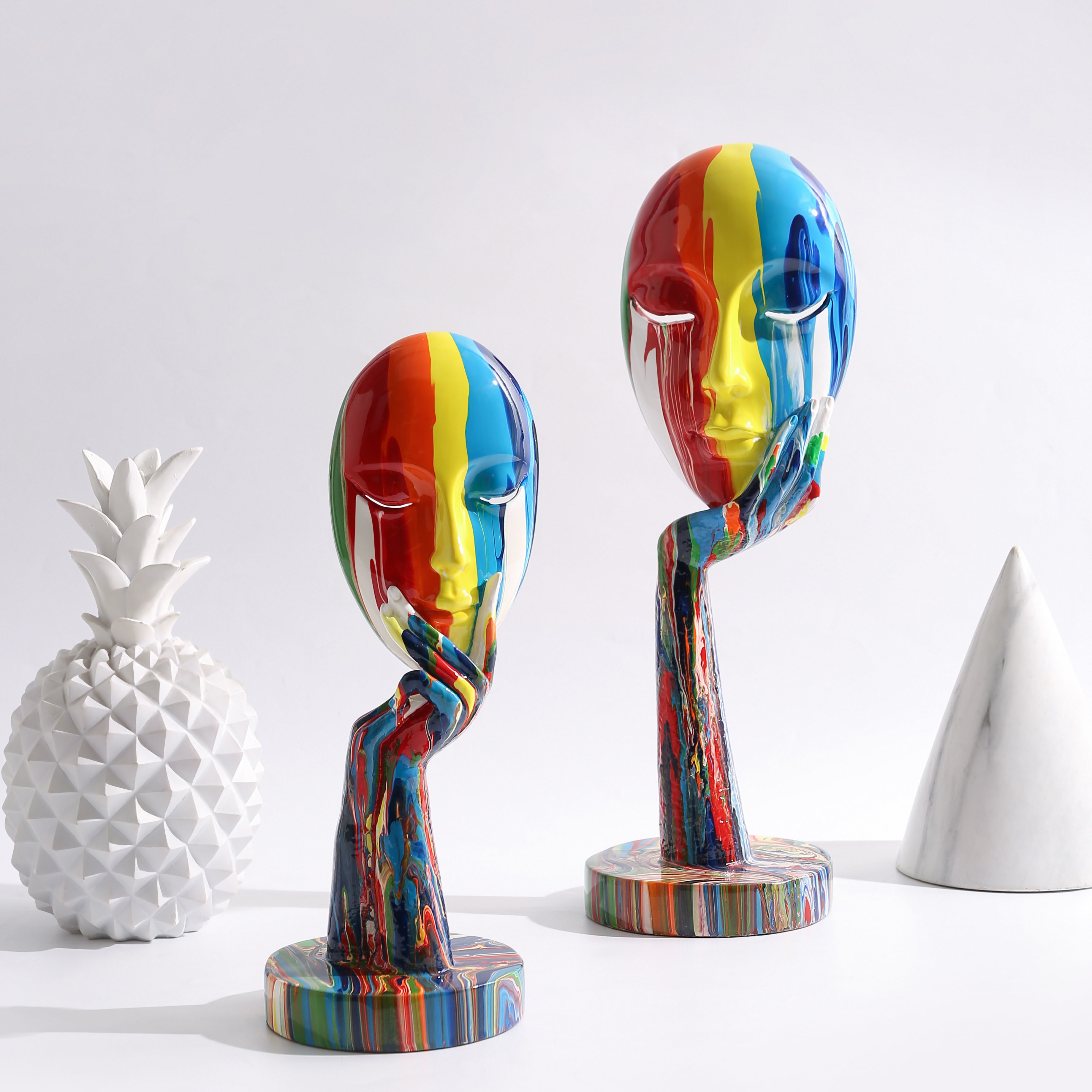 Modern Art Creative Painted Colorful Abstract mask Decoration Home Wine Cabinet Office Decoration Desktop Decoration Crafts