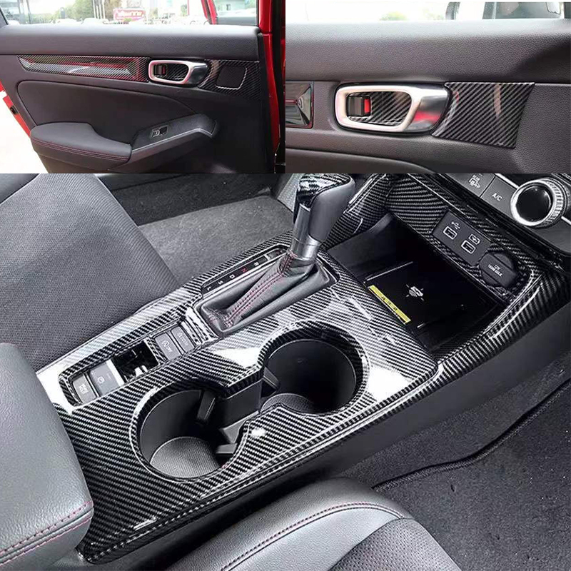 Car ABS Interior Co-Pilot Dashboard Carbon Fiber Decorative Stickers For Honda Civic11th Gen 2020 2021 Modification Accessorie