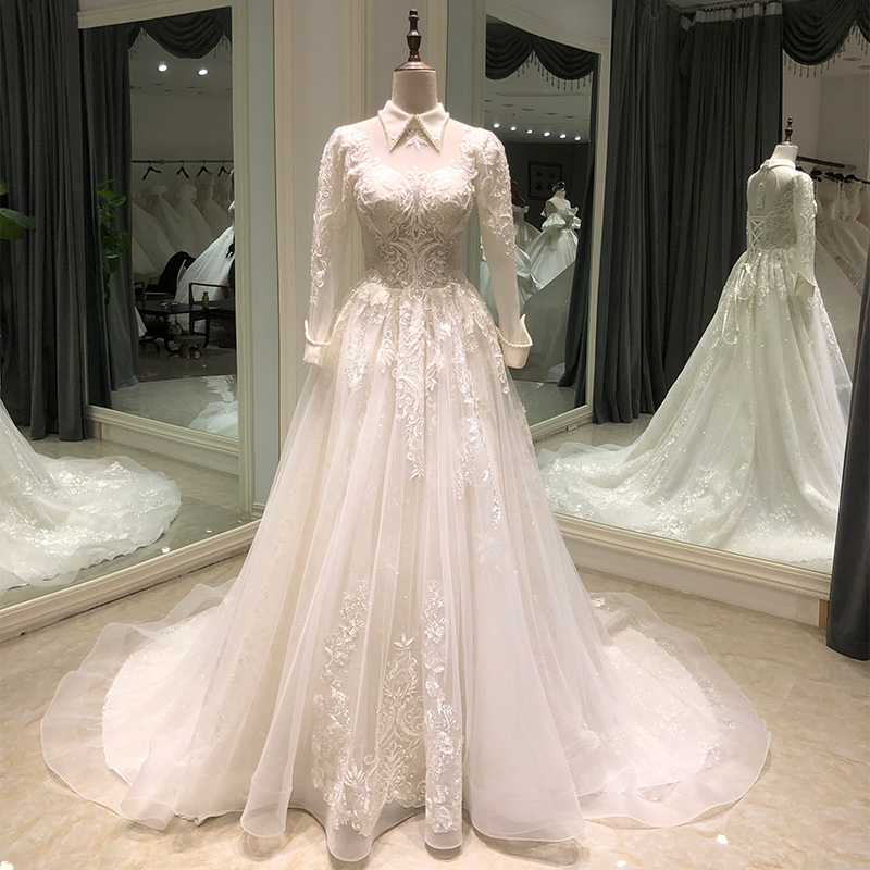 Classic Wedding Dress With Long Sleeve High Neck Applique Lace Up Organza Formal Occasion Custom Made Tulle Floor-length, White
Classic Wedding Dress With Long Sleeve High Neck Applique Lace Up Organza Formal Occasion Custom Made Tulle Floor-length, White
