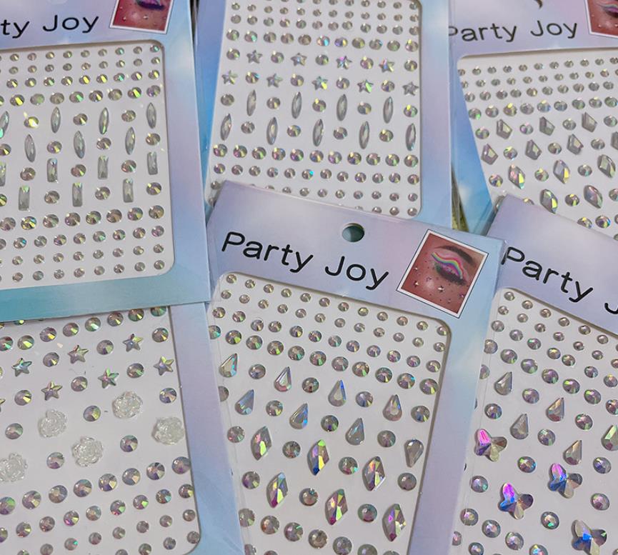 Self-Adhesive Rhinestone Stickers Jewelry Crystal Brads DIY Gems for Face Body Nail Crafts Carnival Party Makeup Perform Eye Shado