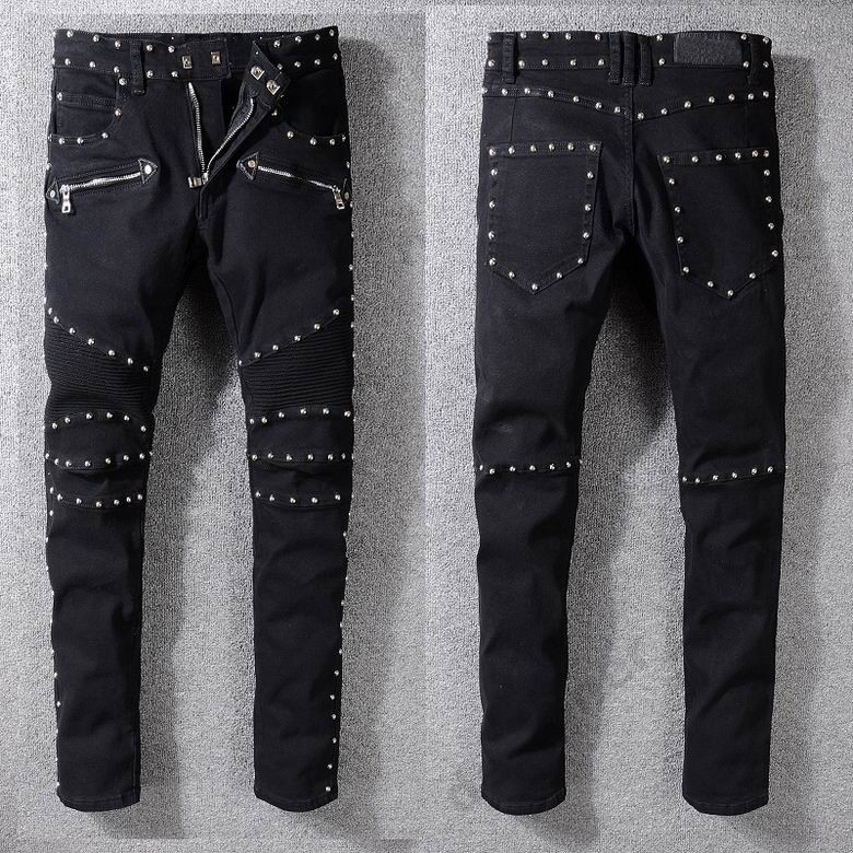 Jeans Newest Mens Designer Jean Distressed Ripped Biker Slim Fit Motorcycle Bikers Denim For Men s Fashion Mans Black Pants Free ship