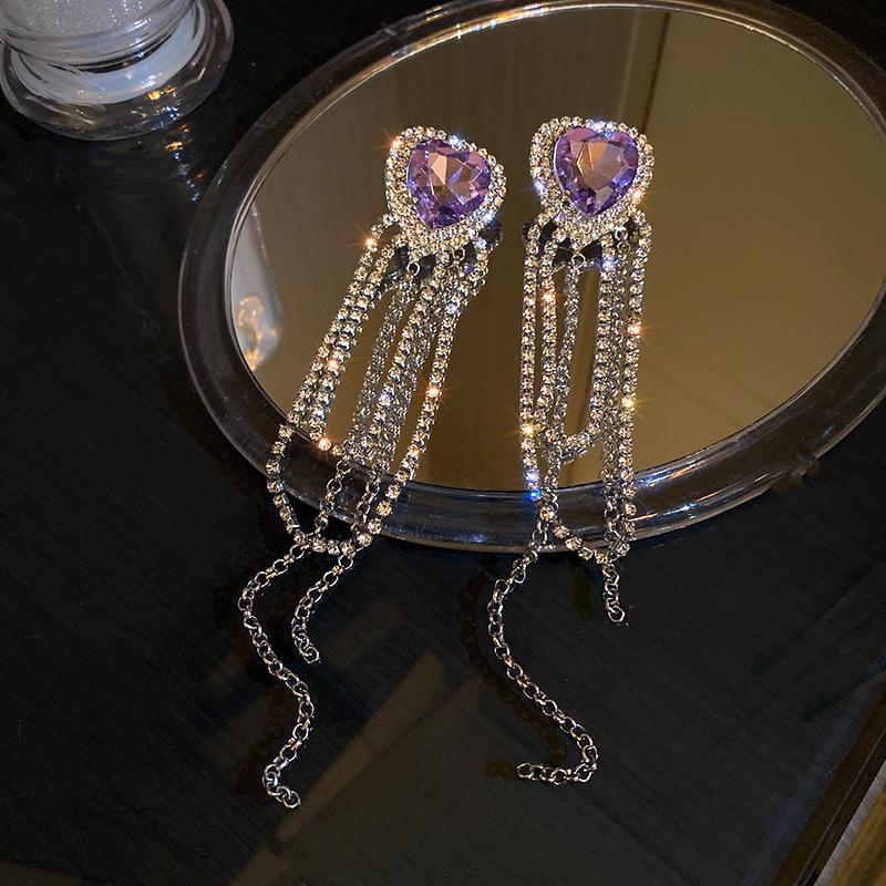Dangle & Chandelier Minar Fashion Purple Transparent Crystal Love Heart Pendant Earring For Women Long Shiny Rhinestone Tassel Earrings Oorb
Dangle & Chandelier Minar Fashion Purple Transparent Crystal Love Heart Pendant Earring For Women Long Shiny Rhinestone Tassel Earrings Oorb