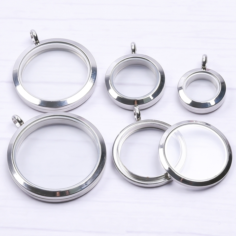 10Pcs Stainless Steel Round Po Memory Locket Pendant For Floating Twist Picture Necklaces Keychain Jewelry Making 220411