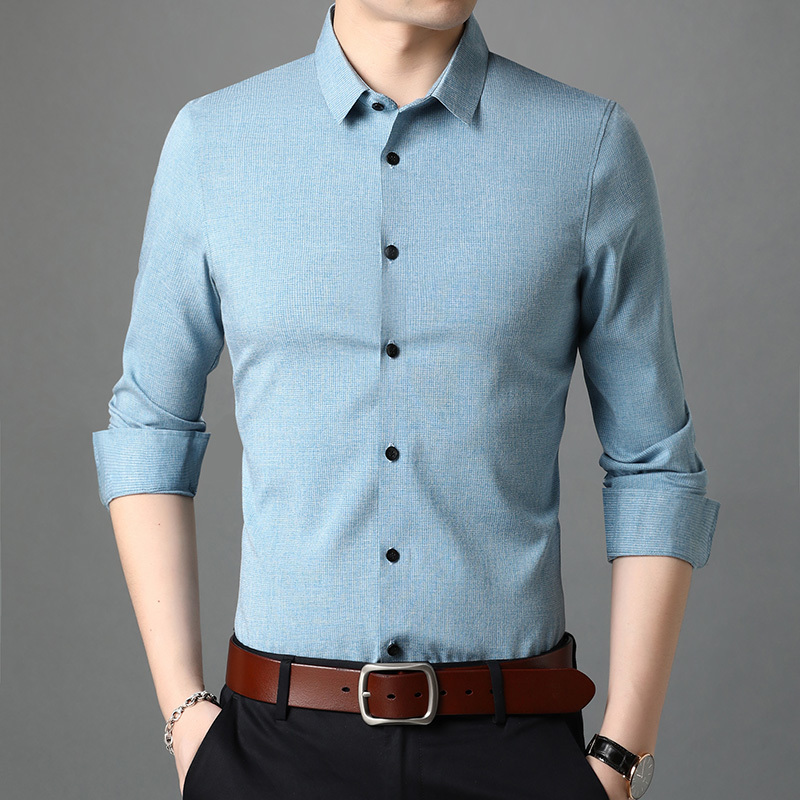 spring and autumn shirt men's solid color long-sleeved business casual wild fashion clothes 17 220322