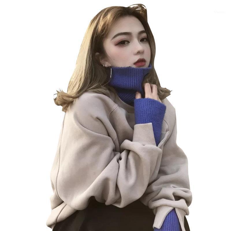 Spring Womenswear Women's High Neck Top Harajuku Trend Style Sweatshirt Fleece-down Lining Patchwork Knit Hoodies & Sweatshirts, Black
Spring Womenswear Women's High Neck Top Harajuku Trend Style Sweatshirt Fleece-down Lining Patchwork Knit Hoodies & Sweatshirts, Black