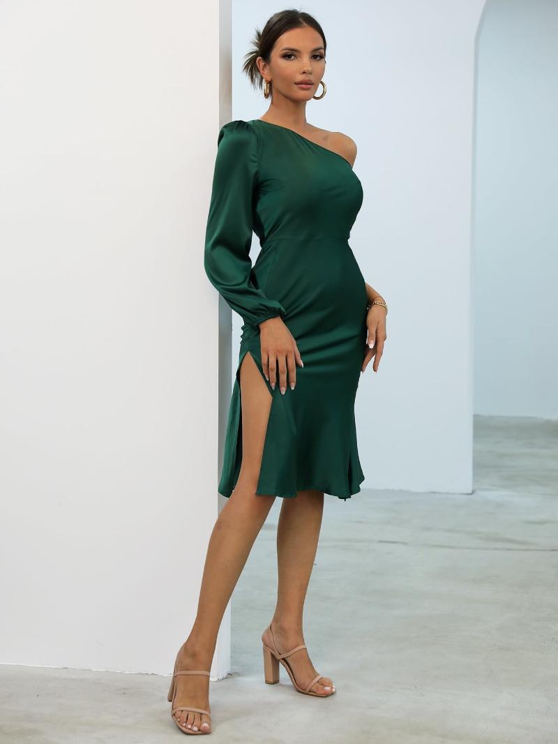 Casual Dresses EvaQueen Dress One Shoulder Split Thigh DressCasual, Dark green.
Casual Dresses EvaQueen Dress One Shoulder Split Thigh DressCasual, Dark green.