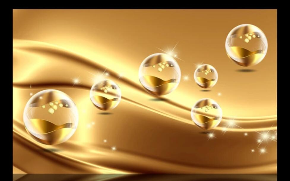 Modern golden line ball decoration high-grade mural bedroom living room custom wallpaper 8D waterproof material