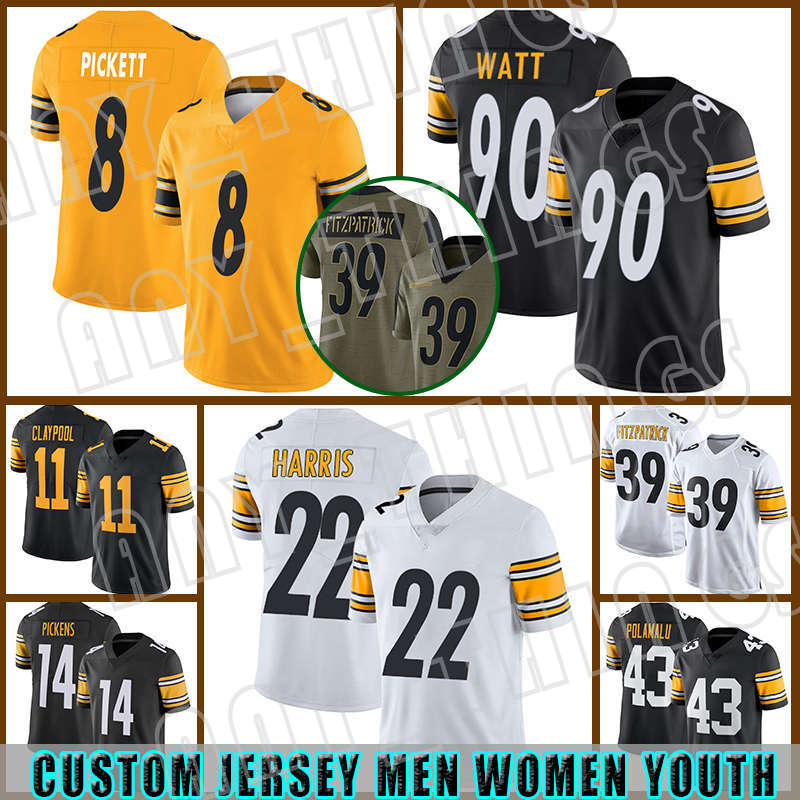 90 T.J. Watt Kenny Pickett Najee Harris Football Jersey Mitchell Trubisky Minkah Fitzpatrick George Pickens Troy Polamalu Steeleres Ben Roethlisberger Pittsburghs, Custom men(gangren) 
90 T.J. Watt Kenny Pickett Najee Harris Football Jersey Mitchell Trubisky Minkah Fitzpatrick George Pickens Troy Polamalu Steeleres Ben Roethlisberger Pittsburghs, Custom men(gangren)
