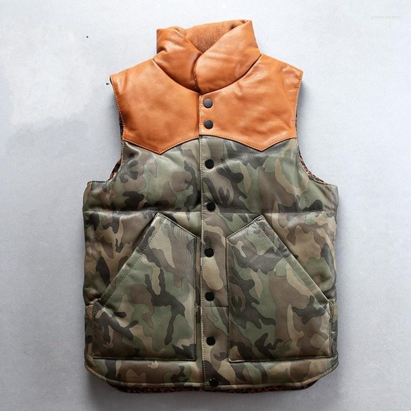 Men's Vests Warm Winter Camouflage Of Genuine Leather Down Fashion Shreds Collar Fine Fitting Male Vest Sheepskin Phin22
Men's Vests Warm Winter Camouflage Of Genuine Leather Down Fashion Shreds Collar Fine Fitting Male Vest Sheepskin Phin22