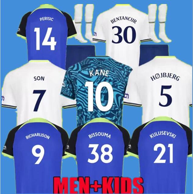 KANE SON 22 23 RICHARLISON SPURS Soccer Jersey KULUSEVSKI HOJBJERG SPENCE PERISIC LENGLET 2022 2023 LUCAS ROMERO Tottenham Football kit shirt home tops Men kids sets, 22-23 3rd patch
KANE SON 22 23 RICHARLISON SPURS Soccer Jersey KULUSEVSKI HOJBJERG SPENCE PERISIC LENGLET 2022 2023 LUCAS ROMERO Tottenham Football kit shirt home tops Men kids sets, 22-23 3rd patch