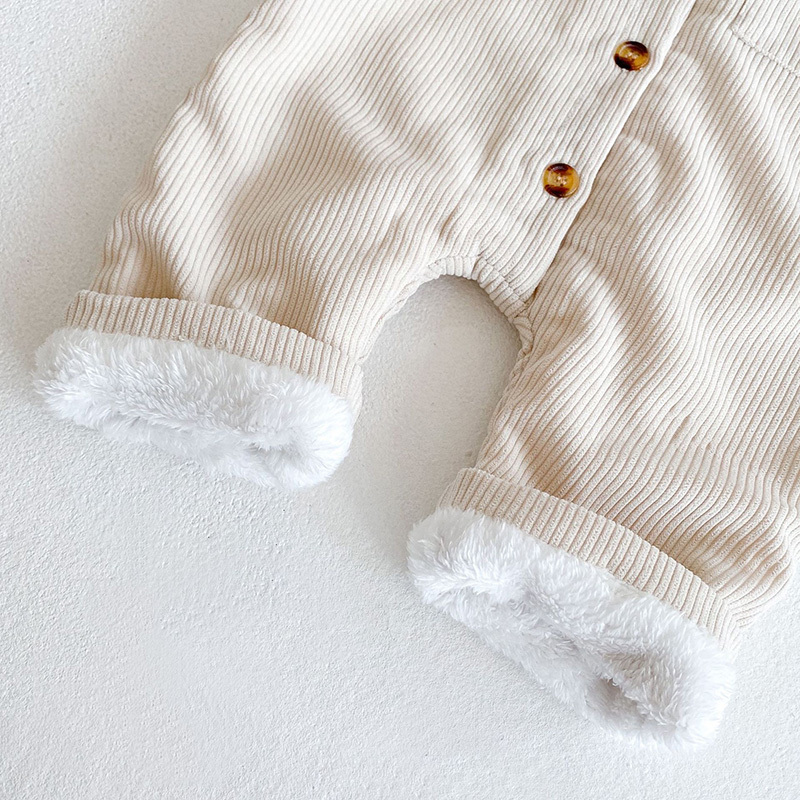 MI Winter Baby Rompers Toddler Girls Jumpsuits Corduroy Clothes Turn Down Collar Infant Outfit 220426