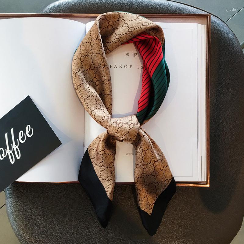 Scarves Luxury Women's Silk Satin Hair Fashion Square Printed Headscarf 70 70cm Professional Accessories Designer ScarfScarves