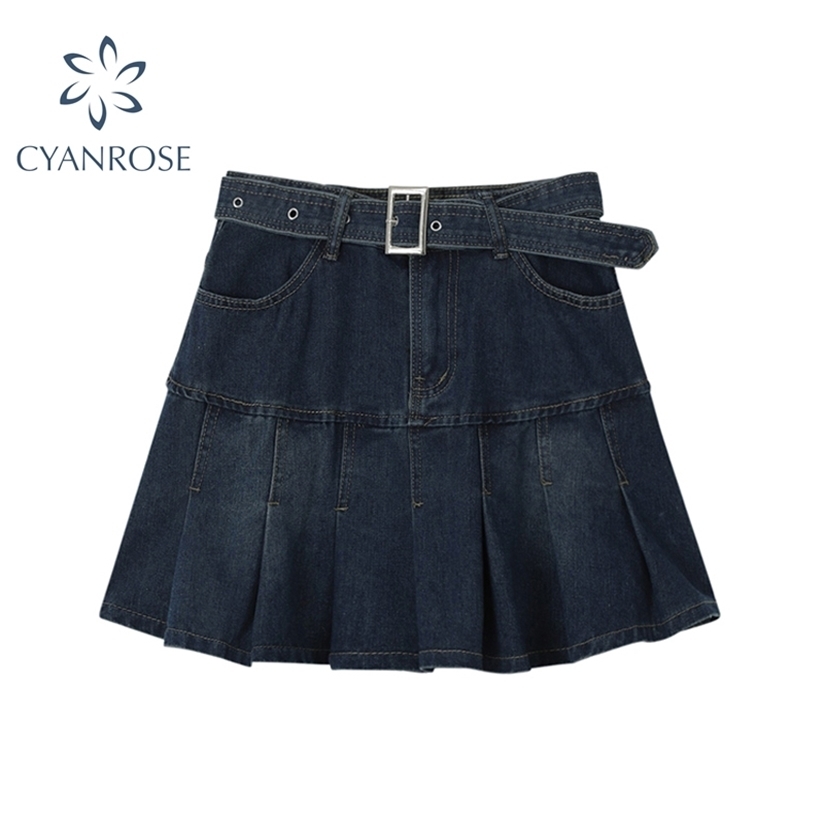 Y2k High Waist Denim Mini Pleated Skirts With Belt Women Summer Fashion Retro A Line Skirt Korean Ins Female Casual 220322, Picture color
Y2k High Waist Denim Mini Pleated Skirts With Belt Women Summer Fashion Retro A Line Skirt Korean Ins Female Casual 220322, Picture color
