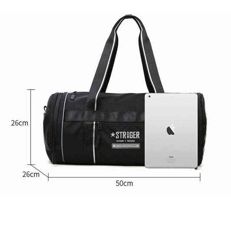 Brand Round Barrel Oxford Cloth Travel Bag Women Fashion Shoulder Men Fitness Couple Crossbody Shoe s for 220608