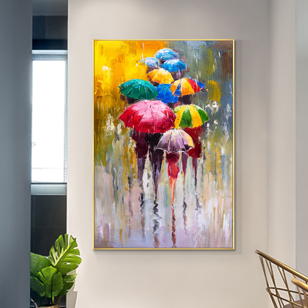 Abstract Painting On Canvas People In the Rain With Colorful Umbrellas Poster And Print Wall Art Picture For Home Decoration
Abstract Painting On Canvas People In the Rain With Colorful Umbrellas Poster And Print Wall Art Picture For Home Decoration