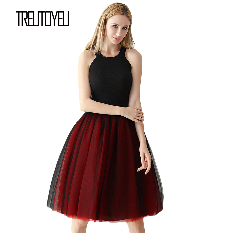Gothic 7 Layers 65cm Mix Colors Tutu Tulle Skirt Women Streetwear High Waist Pleated Midi Skirts spudniczki jupe rokken faldas 220317