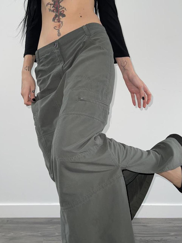 Rockmore Harajuku Slit Cargo Long Skirts Y2K Low Waist Maxi Skirt WomenS AnkleLength Skirt 2000s Retro Fairycore Grunge Outfit 220701