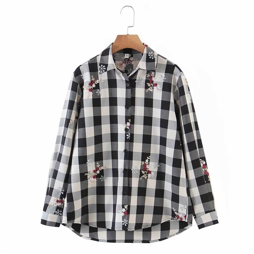 Women Checked Embroidery Shirt Long Sleeves Collared Fashion Casual High Street Chic Woman Shirts Tops 210709, As picture
Women Checked Embroidery Shirt Long Sleeves Collared Fashion Casual High Street Chic Woman Shirts Tops 210709, As picture