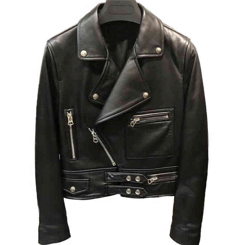 Fashion Women Genuine Sheepskin Jacket Ladies Genuine Leather Jacket Slim Full Sleeve Short Black Natural Lambskin Jacket J220727
Fashion Women Genuine Sheepskin Jacket Ladies Genuine Leather Jacket Slim Full Sleeve Short Black Natural Lambskin Jacket J220727