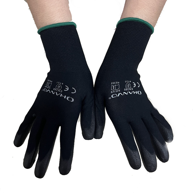 Gauges Work Gloves PU Coated Nitrile Safety Glove for Mechanic Working Nylon Cotton Palm Hand Protection EN388 OEM