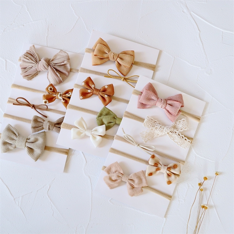 5PcsSet Baby Bow Headband Nylon Headbands Cotton Hair Bands for Children Girls Soft Hairband born Hair Accessories Toddler 220519