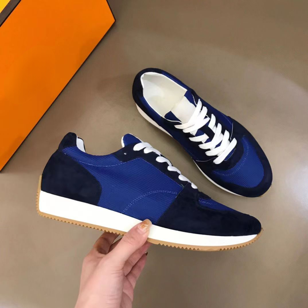 Europe station new sports shoes OP68 high-end ground cowhide stitching canvas breathable tide brand thick sole leisure board shoes