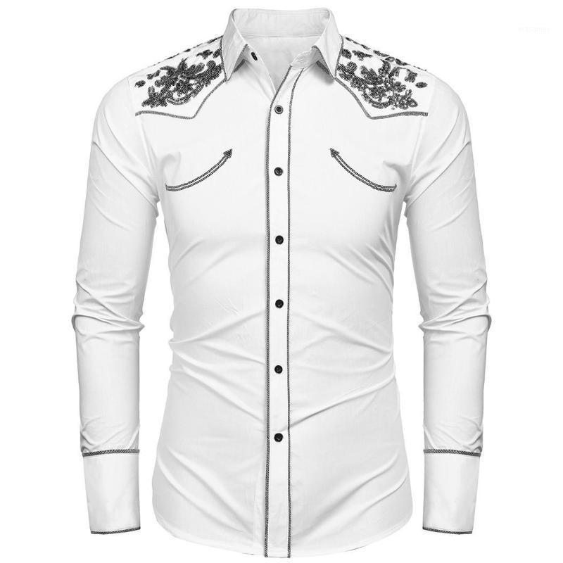 Men' Casual Shirts Men Fashion Turn Down Collar Long Spring, Autumn, Winter Sleeve Shiny Floral Sequins Shirt Casual, Business, Blue
Men' Casual Shirts Men Fashion Turn Down Collar Long Spring, Autumn, Winter Sleeve Shiny Floral Sequins Shirt Casual, Business, Blue