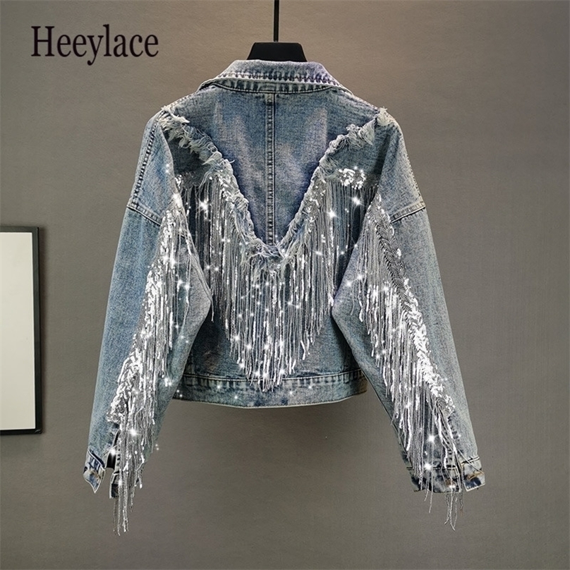 Jean Jacket Woman Fringed Sequined Denim Spring Retro BF Loose Short Jeans Top Chaqueta Chaquetas s 220815, Blue
Jean Jacket Woman Fringed Sequined Denim Spring Retro BF Loose Short Jeans Top Chaqueta Chaquetas s 220815, Blue