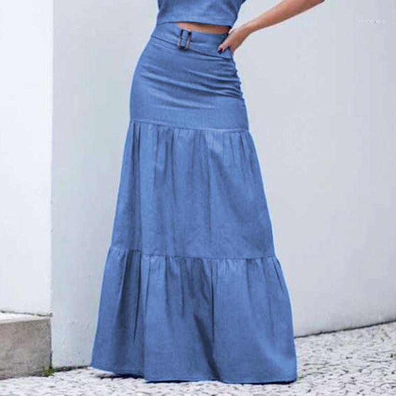 Skirts 2022 Women Solid Long Elastic Waist Pleated Maxi Beach Ruffle Vintage Summer Belt Faldas Saia Party Bottoms, Blue
Skirts 2022 Women Solid Long Elastic Waist Pleated Maxi Beach Ruffle Vintage Summer Belt Faldas Saia Party Bottoms, Blue