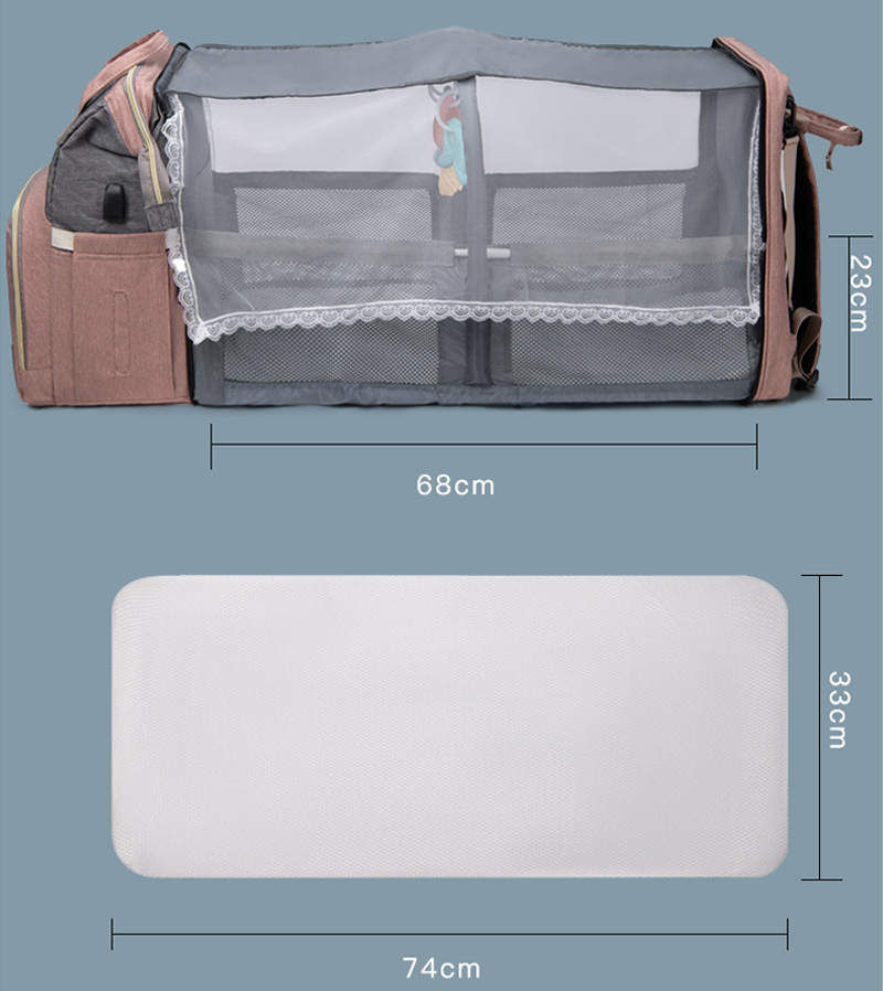 Folding Mommy Bag Lightweight Portable Folding Crib Bed Large-capacity Baby Backpack Female Mommy Outting Bag Bolsa Feminina DDJ 220514