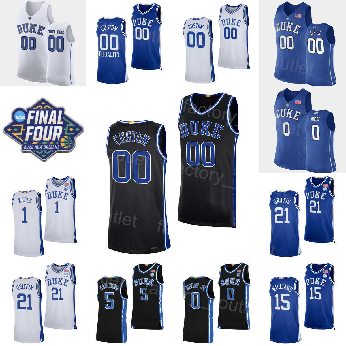 NCAA 2022 Final Four College Duke Blue Devils 5 Paolo Banchero Jersey Basketball 0 Wendell Moore Jr 1 Trevor Keels 15 Mark Williams 21 AJ Griffin 3 Jeremy Roach Sport, With final four patch
NCAA 2022 Final Four College Duke Blue Devils 5 Paolo Banchero Jersey Basketball 0 Wendell Moore Jr 1 Trevor Keels 15 Mark Williams 21 AJ Griffin 3 Jeremy Roach Sport, With final four patch