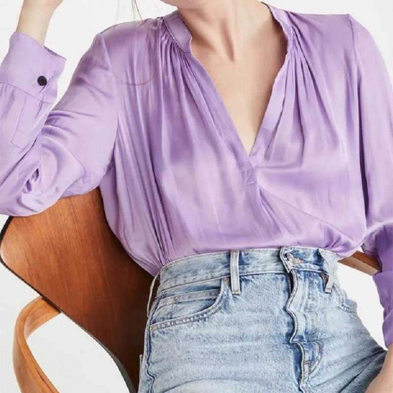Women' Blouses & Shirts Women Blouse V-Neck Long Sleeve Simple Loose And Causal Top Shirt Spring Summer 2022 Ol Office Ladies Solid Color, Purple
Women' Blouses & Shirts Women Blouse V-Neck Long Sleeve Simple Loose And Causal Top Shirt Spring Summer 2022 Ol Office Ladies Solid Color, Purple