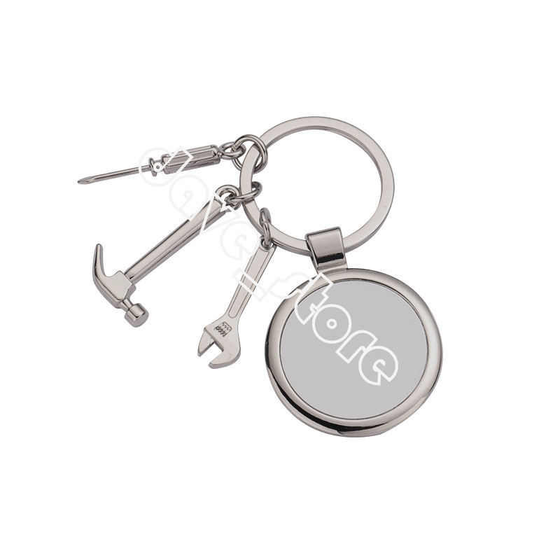Sublimation Blank Stainless Steel Keychain Pendant Hammer Wrench Tool Heat Transfer Keychain Key Chain Father's Day Gift Keyring