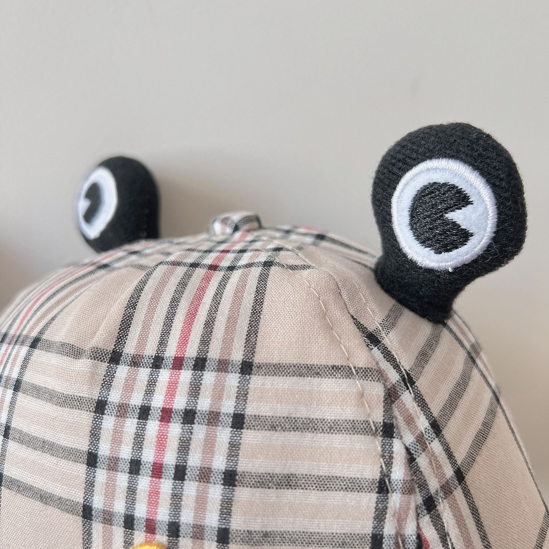 Fashion Baby Hat Cute Ear Plaid with Embroidered Baseball Caps Summer Children Boy Girl Sun Hats Visor Newborn Caps 6-24 Months