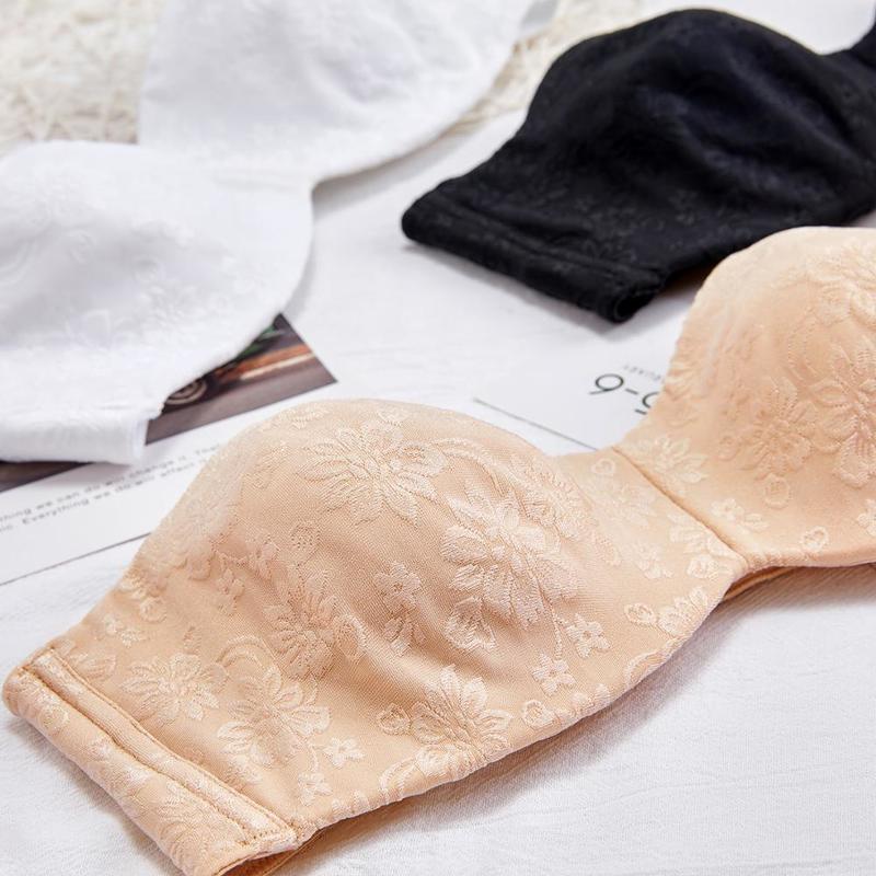 Women's Floral Jacquard Non-padded Underwire Minimizer Multi Way Strapless Bra Plus Size Underwear A-G 220511