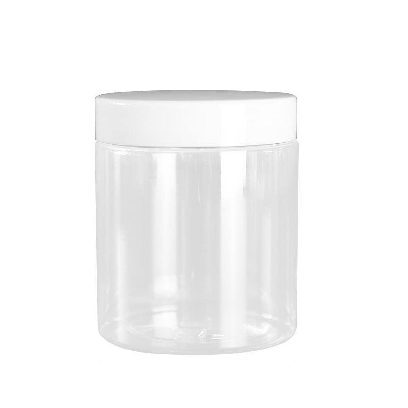 Dia.68mm PET Clear Plastic Empty Bottle Cosmetic Packaging Hair Wax Pot Plastic Cap Aluminum Lid Food Candy Flower Tea Jars Containers 150ml 200ml 250