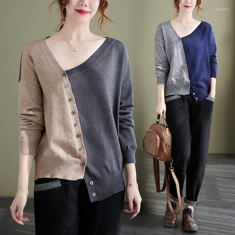Women's Knits & Tees Spring And Autumn Products Loose Long Sleeve Stitching Contrast Knitted Sweater Cardigan Women's V-neck Top Fashion, Blue
Women's Knits & Tees Spring And Autumn Products Loose Long Sleeve Stitching Contrast Knitted Sweater Cardigan Women's V-neck Top Fashion, Blue