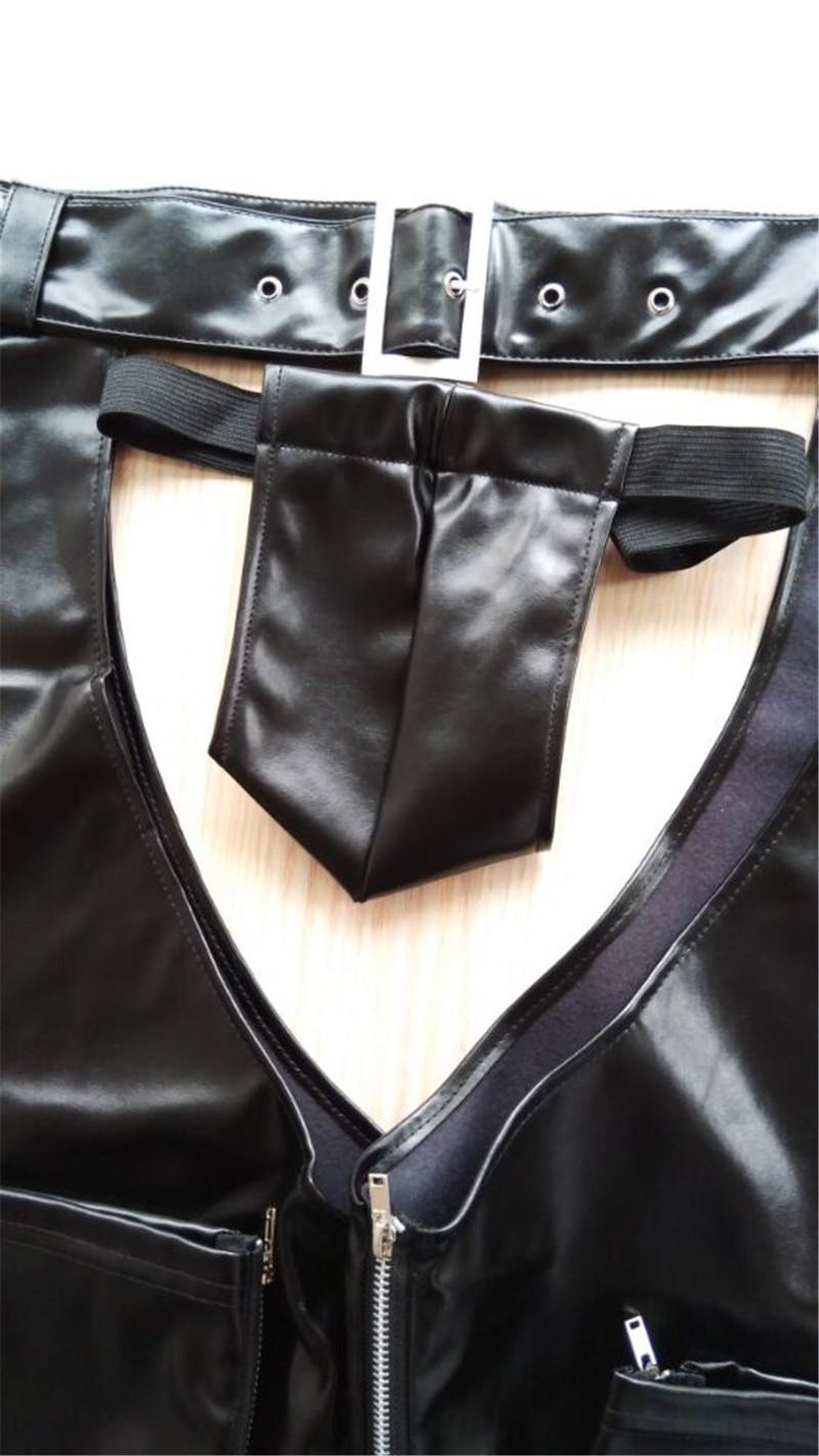 Men's Pants Sexy Mens Trousers Open Crotch PU Leather Latex Loose Long Thongs Fitness Clubwear Gay Wetlook Jogger PantsMen's