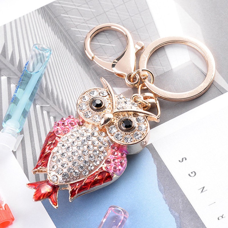 Crystal Owl Keychain Male Alloy Rhinestone Animal Car Key Ring Female Bag Pendant Accessories Girl Gift Jewelry