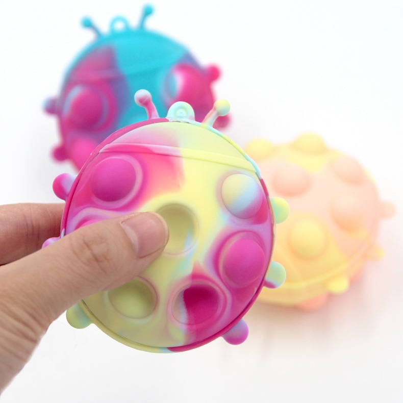 Fidget Toys 2022 New Silicone Seven Star Ladybug 3D Decompression Ball Toy Children's Puzzle Kneading Music Grip Ball