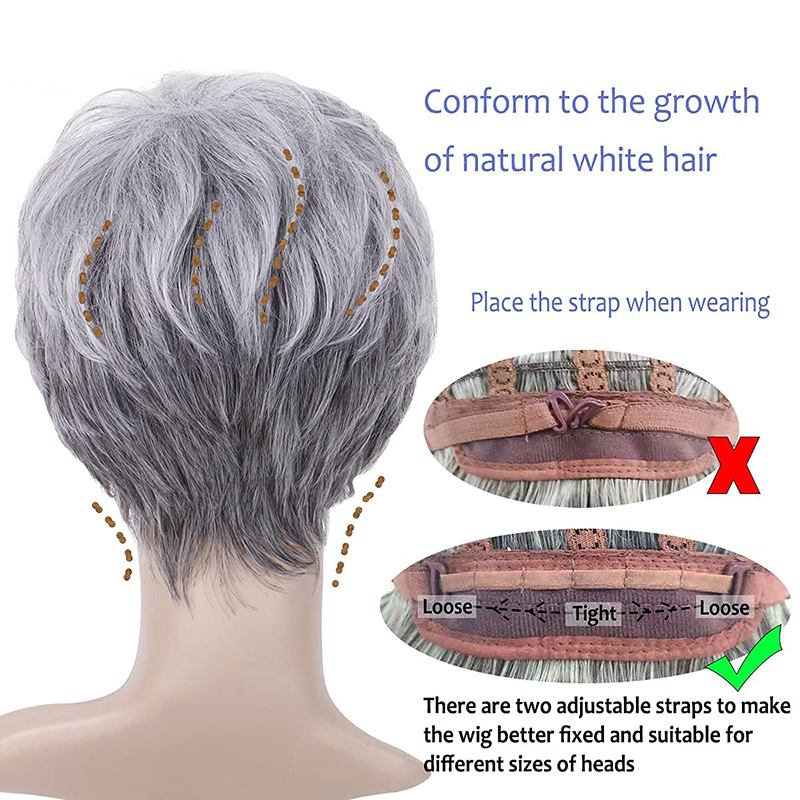 Fashion Short Pixie Cut Wig Straight Layered Synthetic Hair for Black White Women