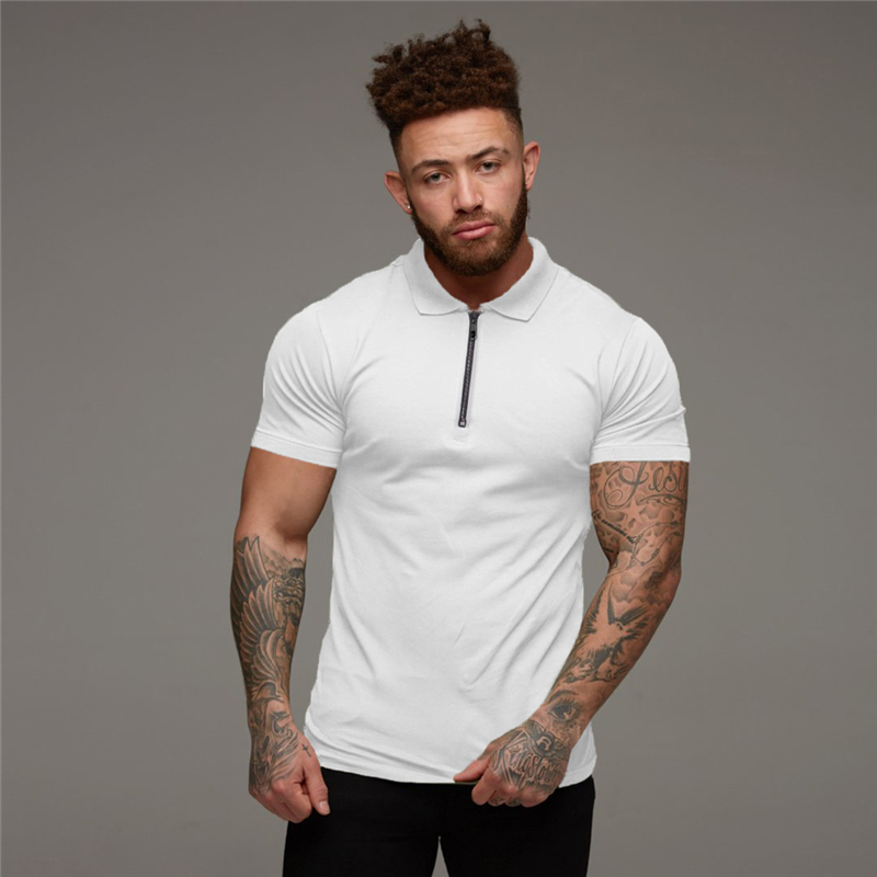 Muscleguys Man Fashion Polo Shirt Casual Plain Color Short Sleeve High Quality Slim Men Fitness homme 220606